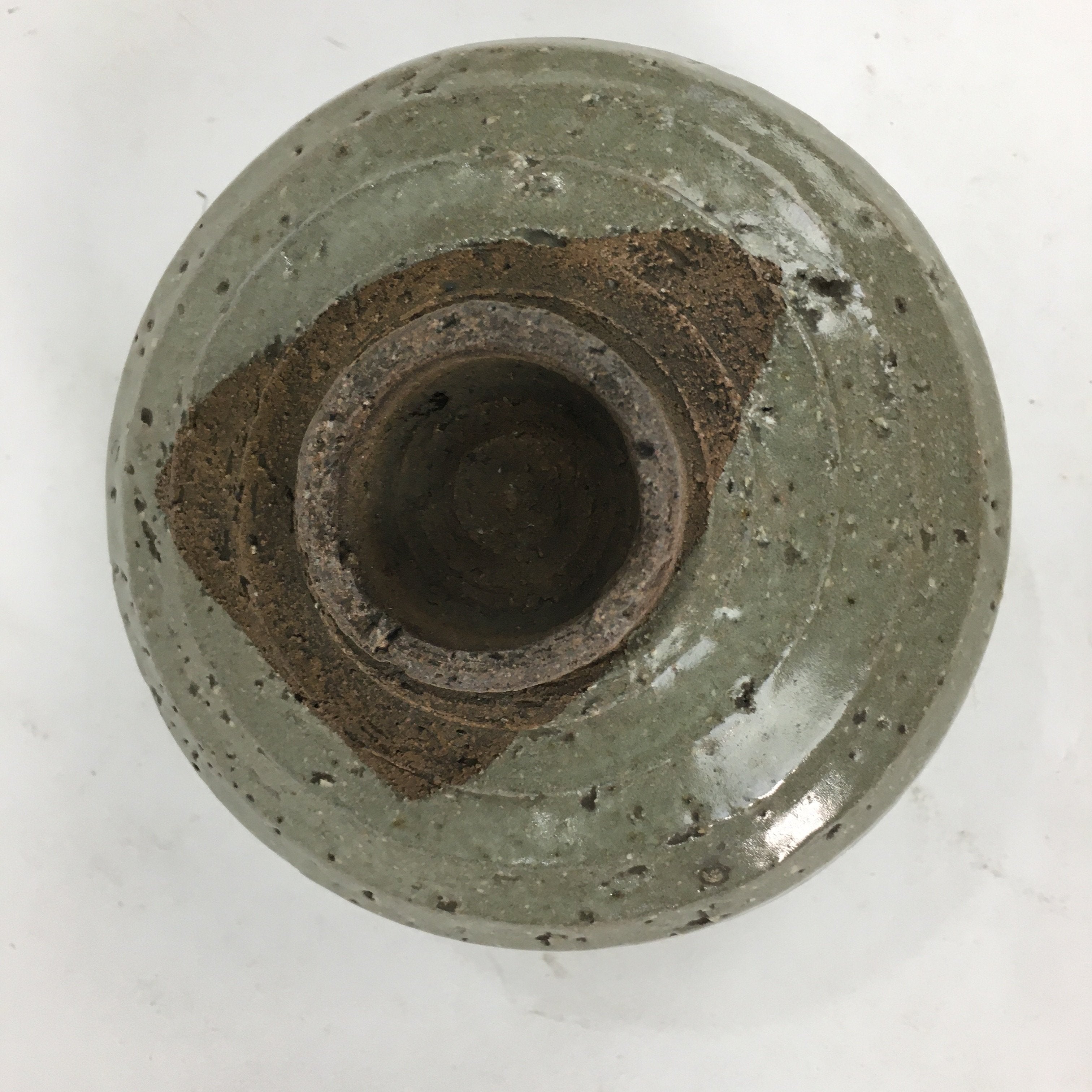 Japanese Ceramic Tea Ceremony Bowl Vtg Gray Yubisuji Line Pottery Chawan GTB741