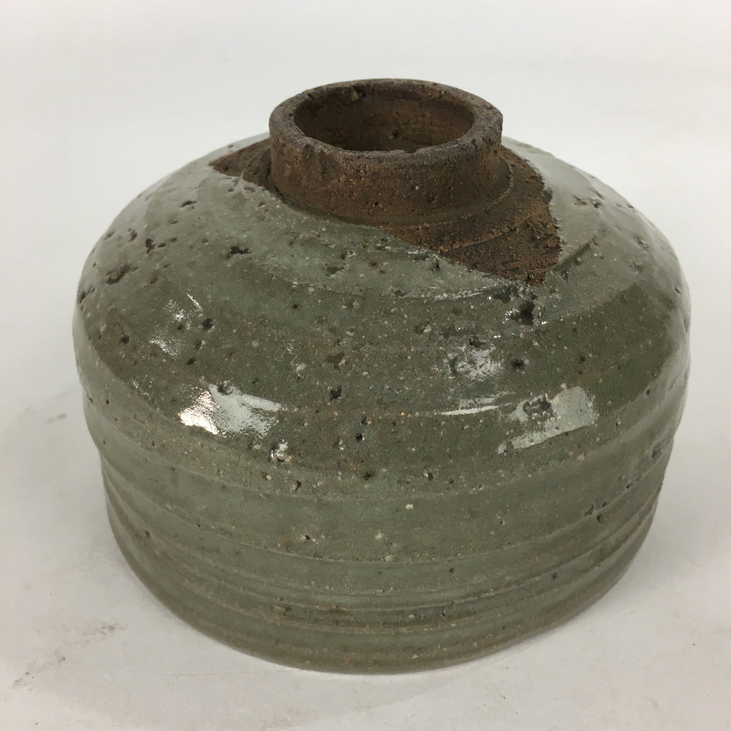 Japanese Ceramic Tea Ceremony Bowl Vtg Gray Yubisuji Line Pottery Chawan GTB741