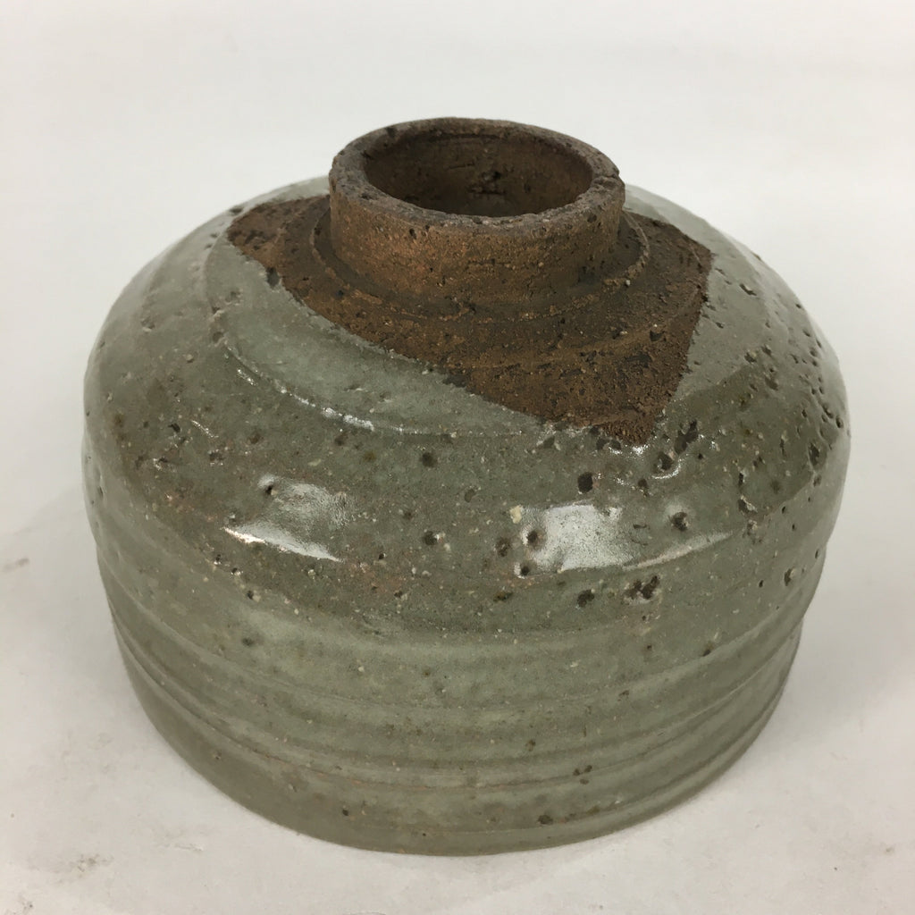 Japanese Ceramic Tea Ceremony Bowl Vtg Gray Yubisuji Line Pottery Chawan GTB741