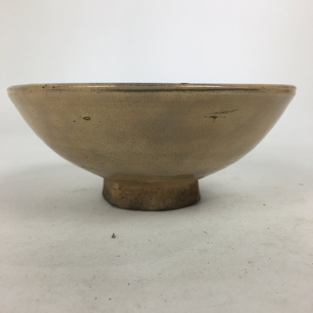Japanese Ceramic Tea Ceremony Green Tea Bowl Vtg Chawan Beige GTB882