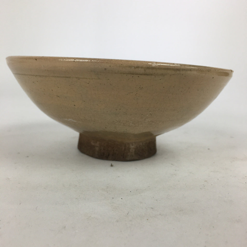 Japanese Ceramic Tea Ceremony Green Tea Bowl Vtg Chawan Beige GTB882