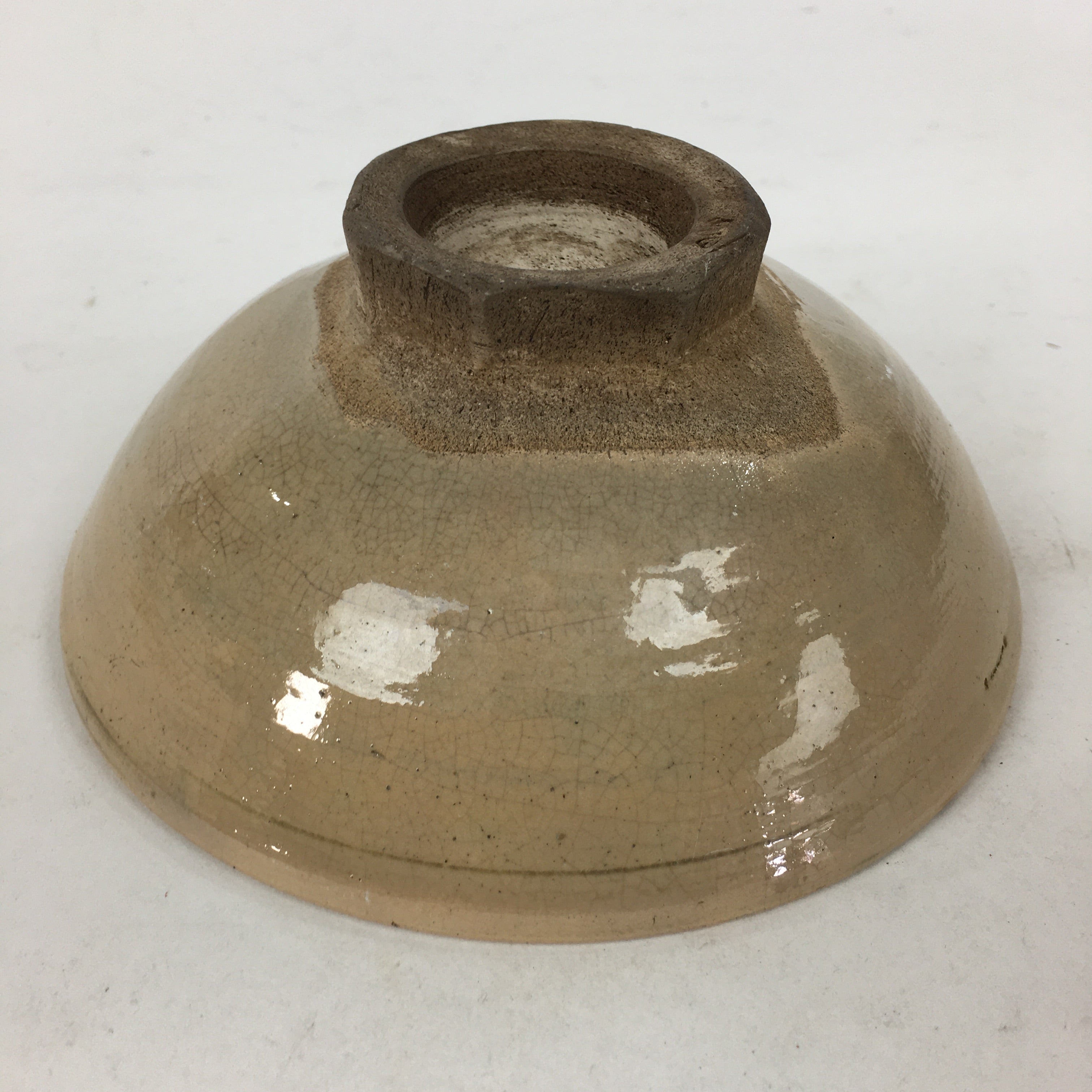 Japanese Ceramic Tea Ceremony Green Tea Bowl Vtg Chawan Beige GTB882