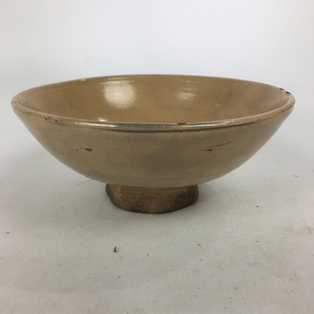 Japanese Ceramic Tea Ceremony Green Tea Bowl Vtg Chawan Beige GTB882