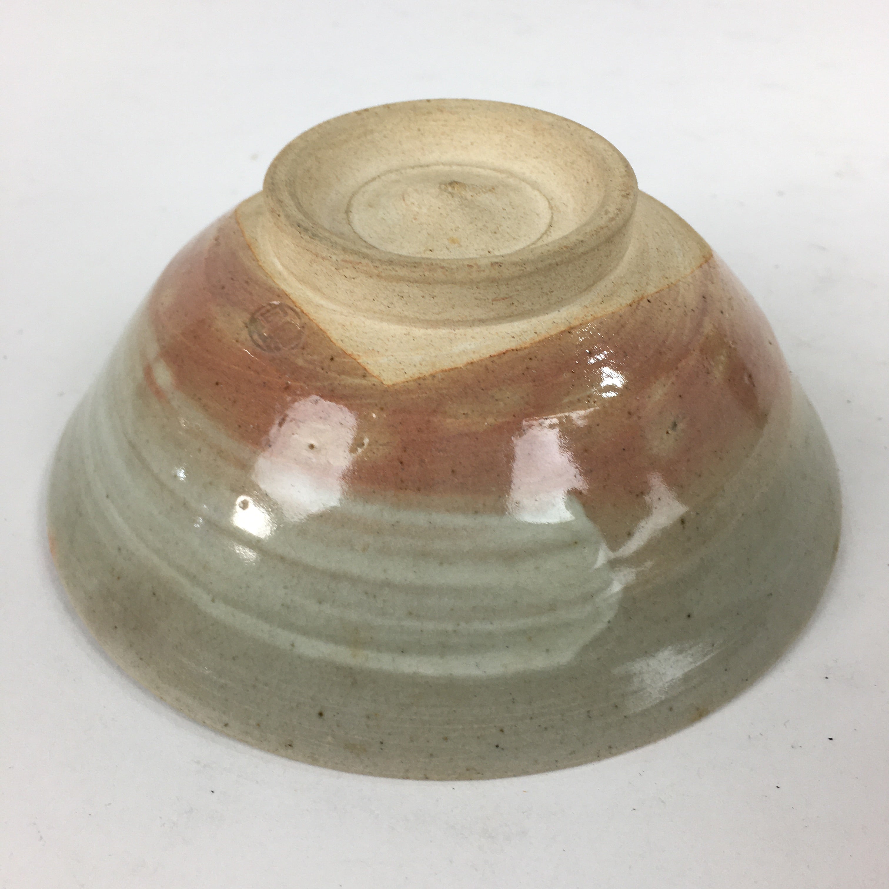 Japanese Ceramic Tea Ceremony Green Tea Bowl Vtg Chawan Beige Pink GTB854