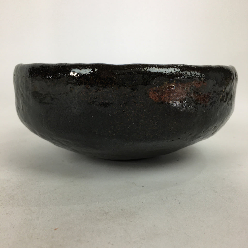 Japanese Ceramic Tea Ceremony Green Tea Bowl Vtg Chawan Black GTB879