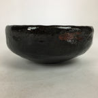 Japanese Ceramic Tea Ceremony Green Tea Bowl Vtg Chawan Black GTB879