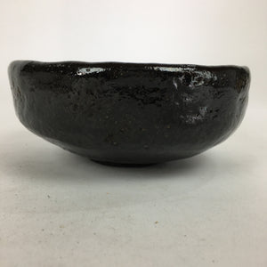 Japanese Ceramic Tea Ceremony Green Tea Bowl Vtg Chawan Black GTB879