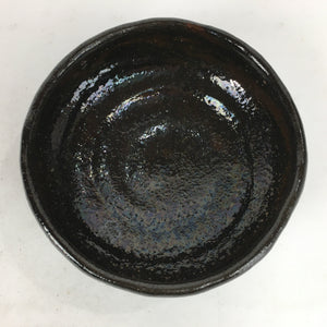 Japanese Ceramic Tea Ceremony Green Tea Bowl Vtg Chawan Black GTB879