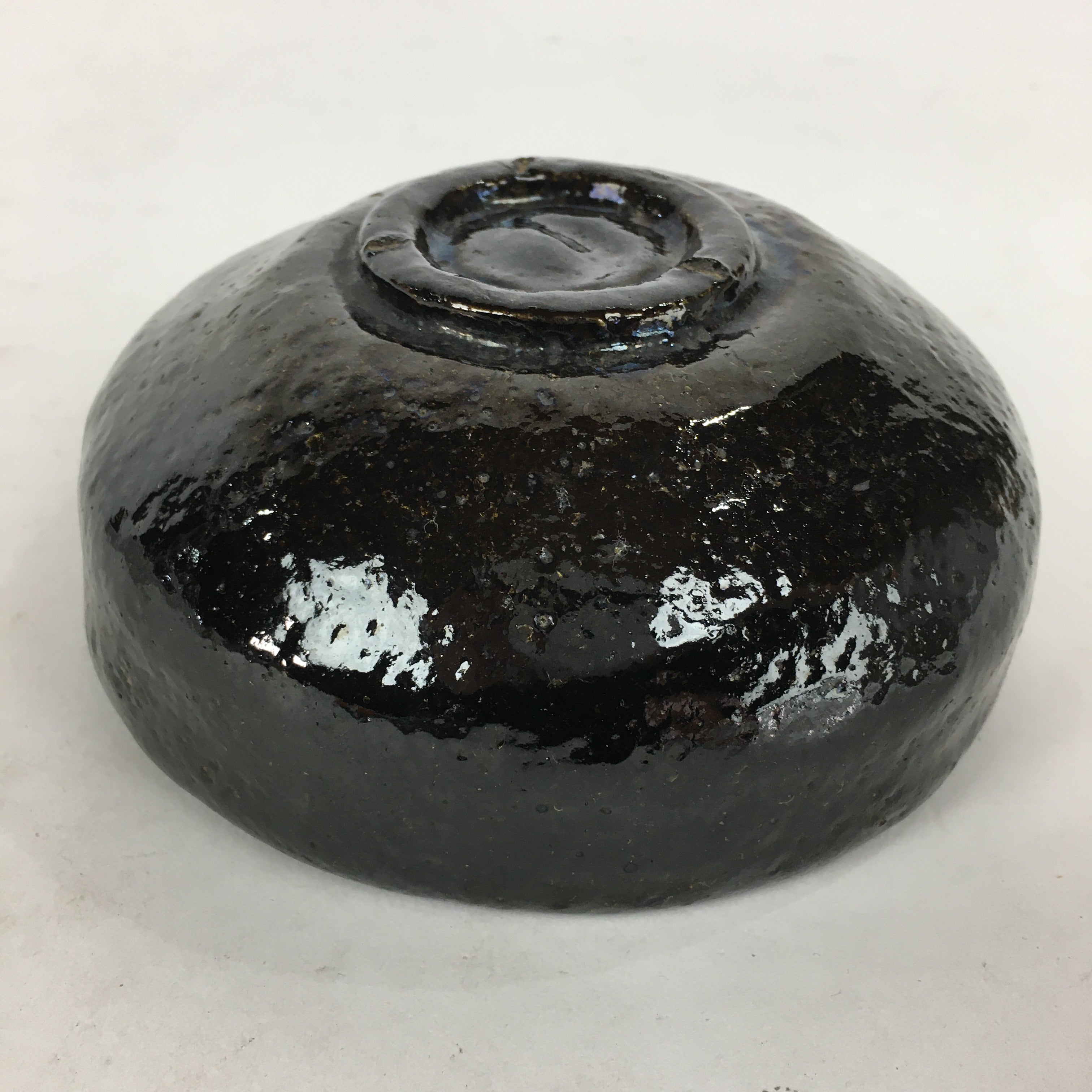 Japanese Ceramic Tea Ceremony Green Tea Bowl Vtg Chawan Black GTB879