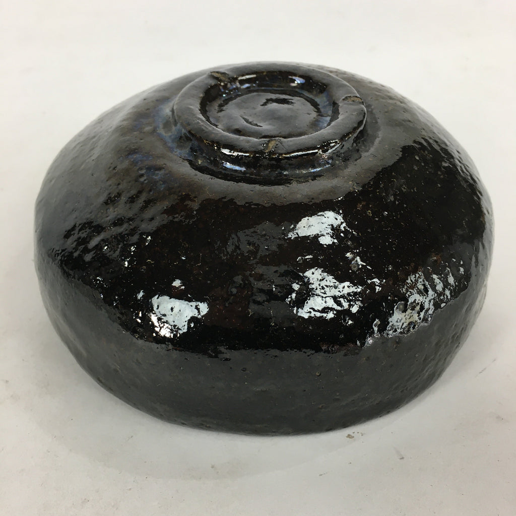 Japanese Ceramic Tea Ceremony Green Tea Bowl Vtg Chawan Black GTB879