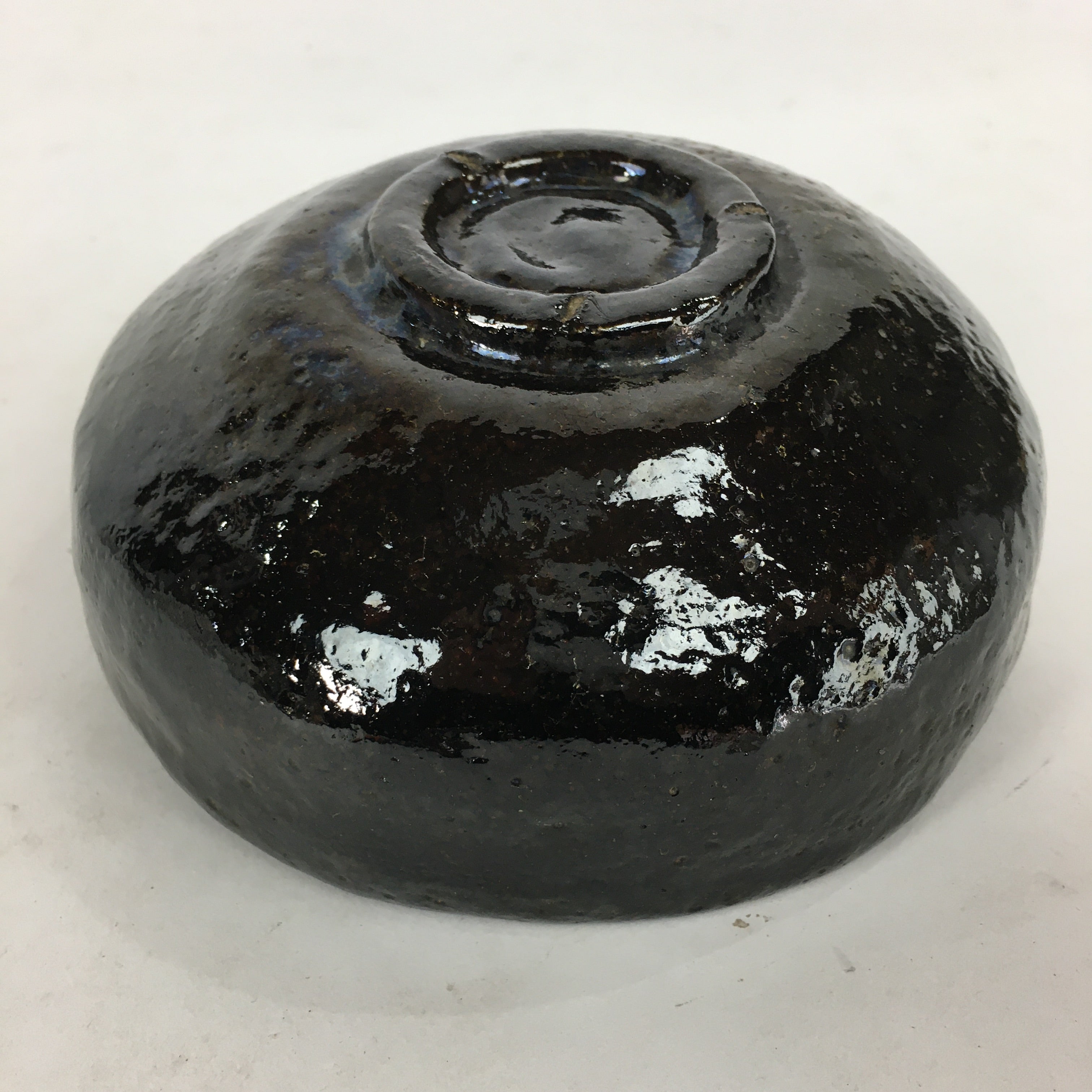 Japanese Ceramic Tea Ceremony Green Tea Bowl Vtg Chawan Black GTB879