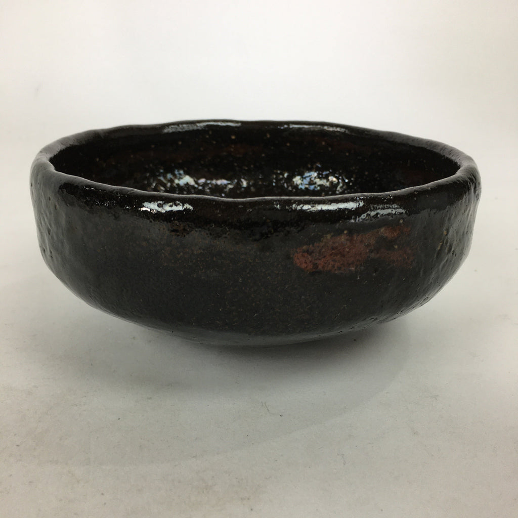 Japanese Ceramic Tea Ceremony Green Tea Bowl Vtg Chawan Black GTB879