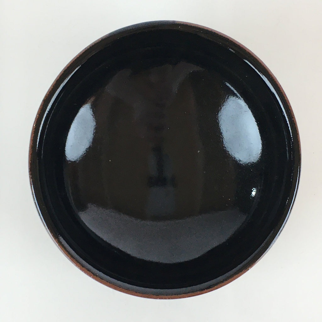 Japanese Ceramic Tea Ceremony Green Tea Bowl Vtg Chawan Black GTB953