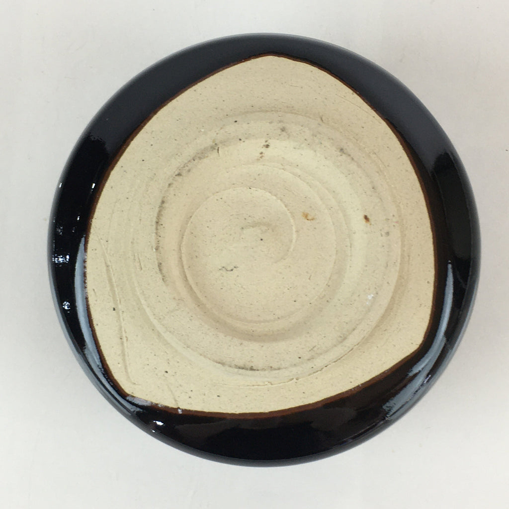 Japanese Ceramic Tea Ceremony Green Tea Bowl Vtg Chawan Black GTB953