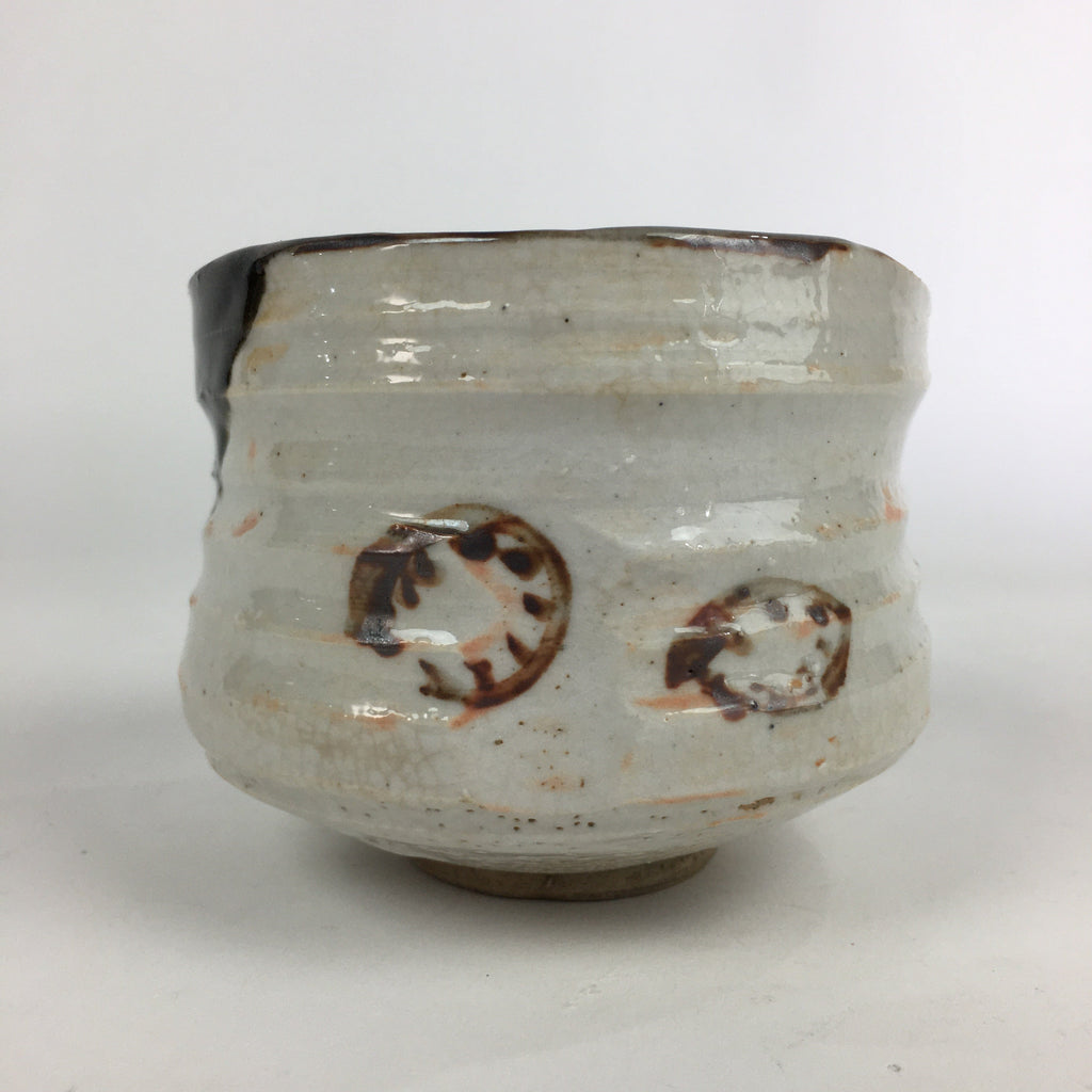 Japanese Ceramic Tea Ceremony Green Tea Bowl Vtg Chawan Black Oribe GTB903