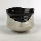 Japanese Ceramic Tea Ceremony Green Tea Bowl Vtg Chawan Black Oribe GTB903