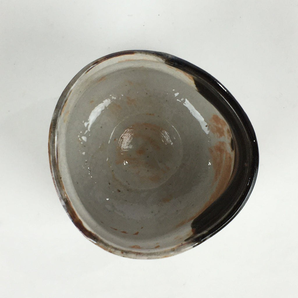 Japanese Ceramic Tea Ceremony Green Tea Bowl Vtg Chawan Black Oribe GTB903