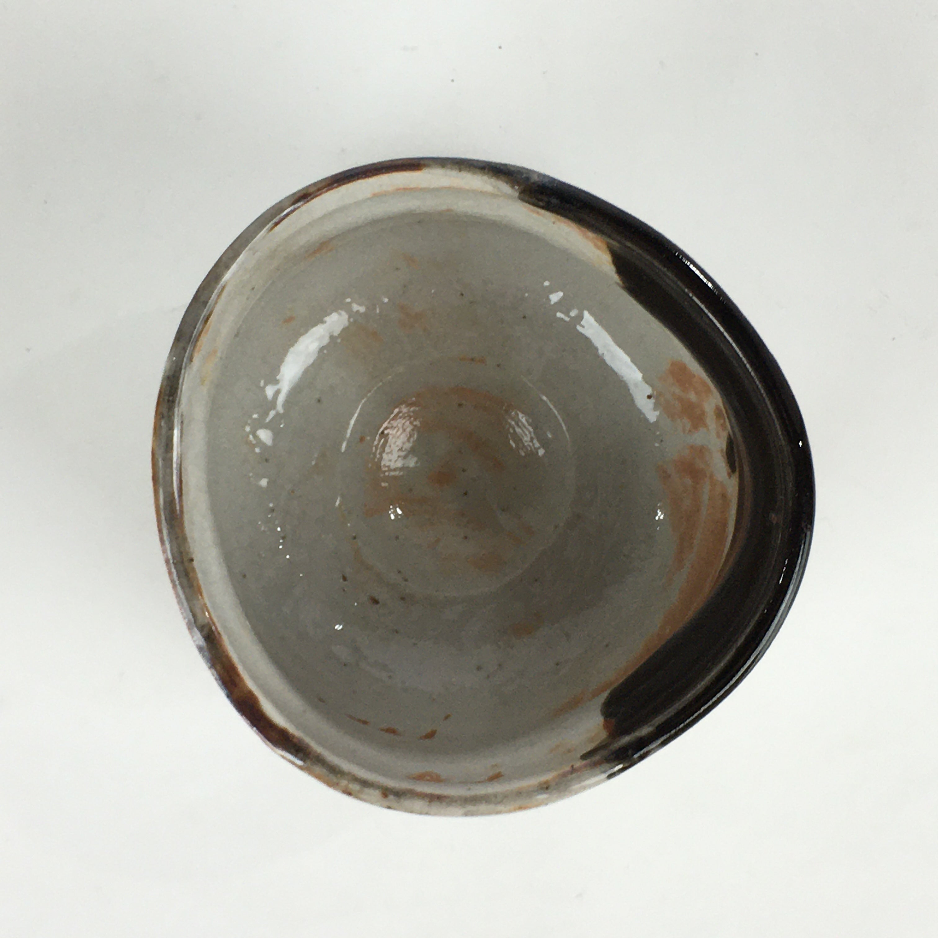 Japanese Ceramic Tea Ceremony Green Tea Bowl Vtg Chawan Black Oribe GTB903