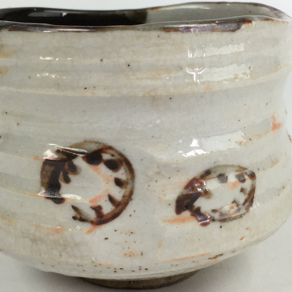 Japanese Ceramic Tea Ceremony Green Tea Bowl Vtg Chawan Black Oribe GTB903