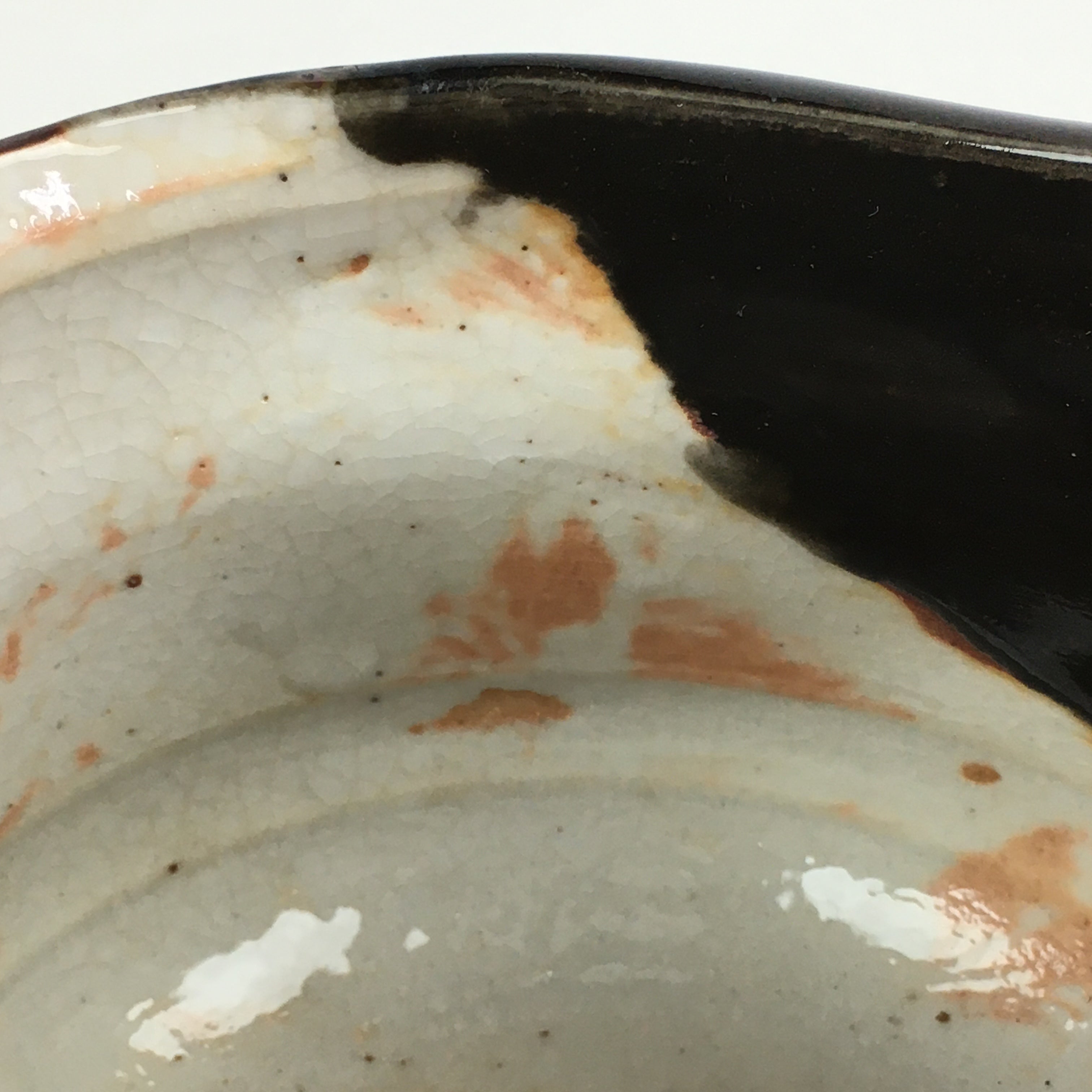 Japanese Ceramic Tea Ceremony Green Tea Bowl Vtg Chawan Black Oribe GTB903