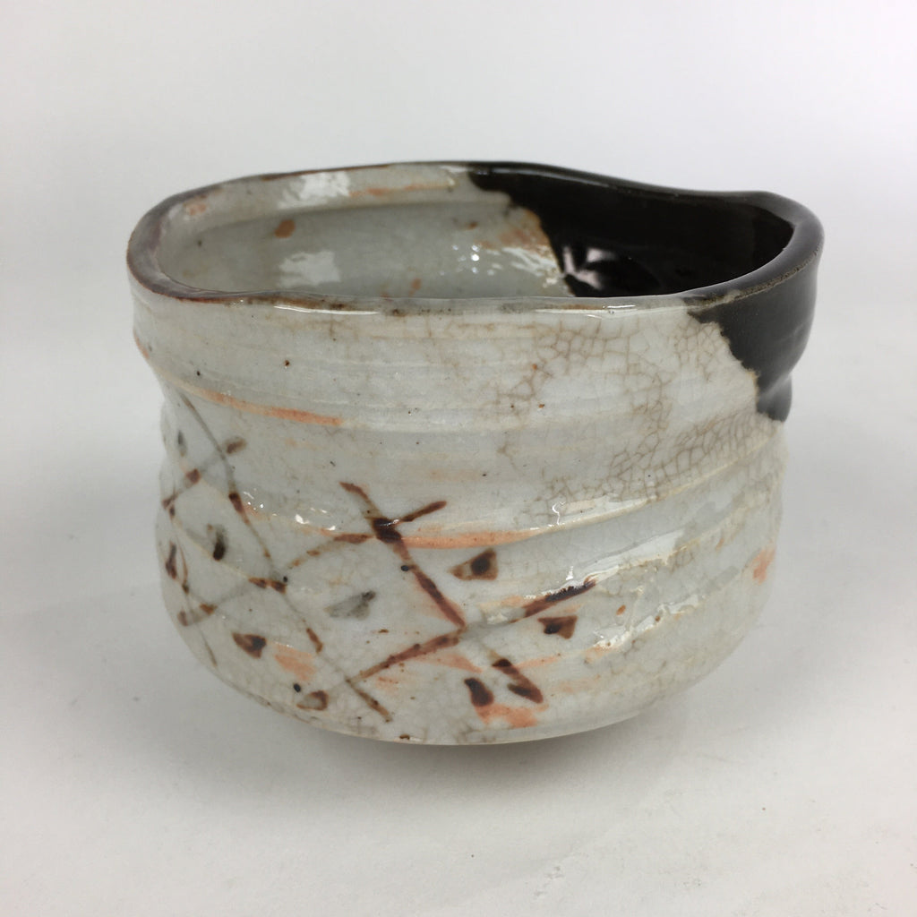 Japanese Ceramic Tea Ceremony Green Tea Bowl Vtg Chawan Black Oribe GTB903