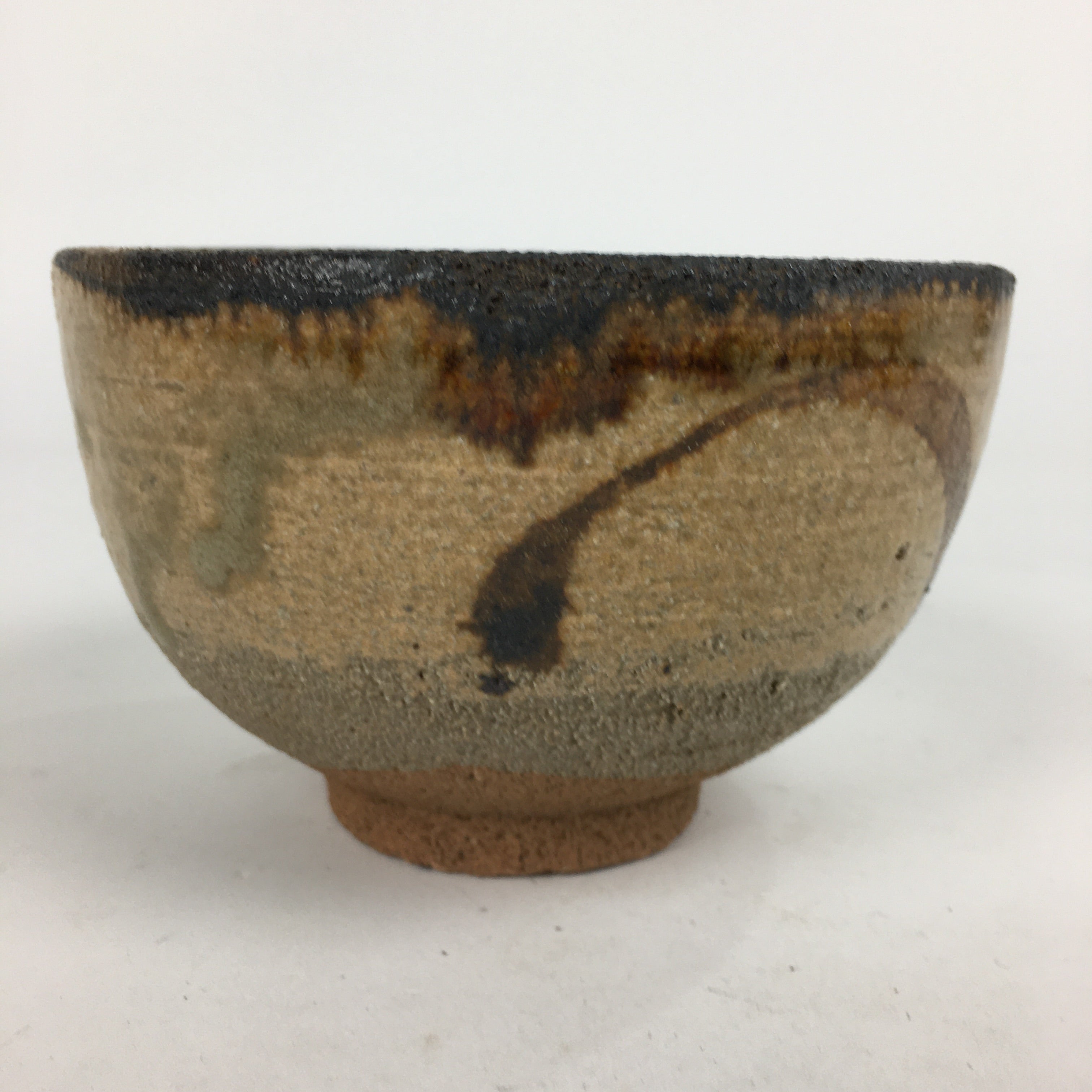 Japanese Ceramic Tea Ceremony Green Tea Bowl Vtg Chawan Brown GTB851