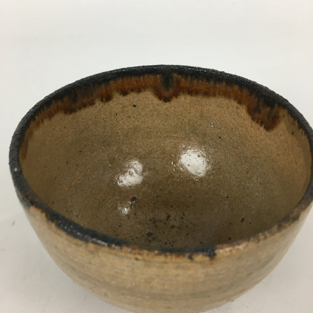 Japanese Ceramic Tea Ceremony Green Tea Bowl Vtg Chawan Brown GTB851
