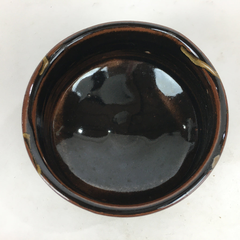 Japanese Ceramic Tea Ceremony Green Tea Bowl Vtg Chawan Brown GTB867