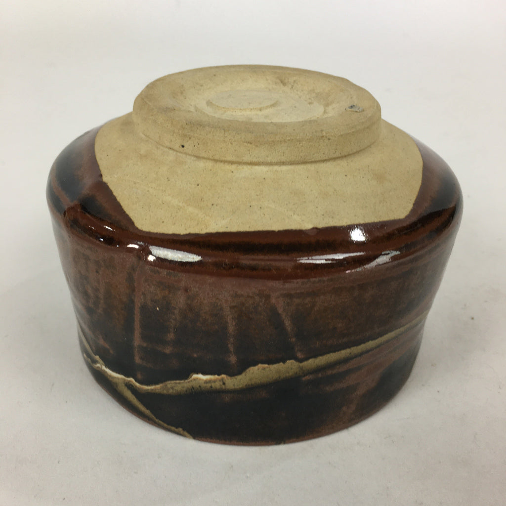 Japanese Ceramic Tea Ceremony Green Tea Bowl Vtg Chawan Brown GTB867