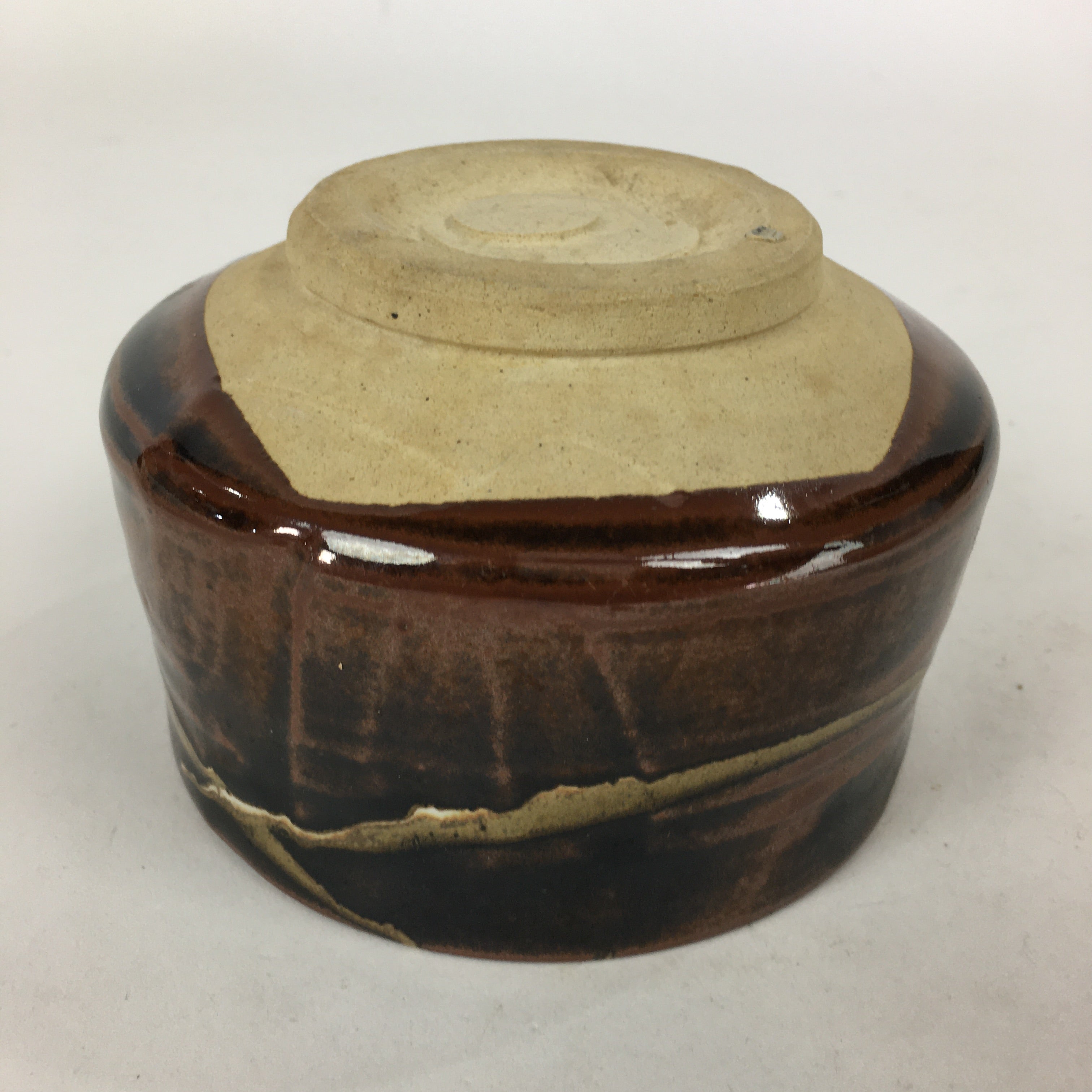 Japanese Ceramic Tea Ceremony Green Tea Bowl Vtg Chawan Brown GTB867