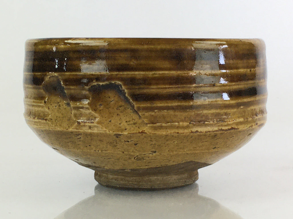Japanese Ceramic Tea Ceremony Green Tea Bowl Vtg Chawan Brown GTB945