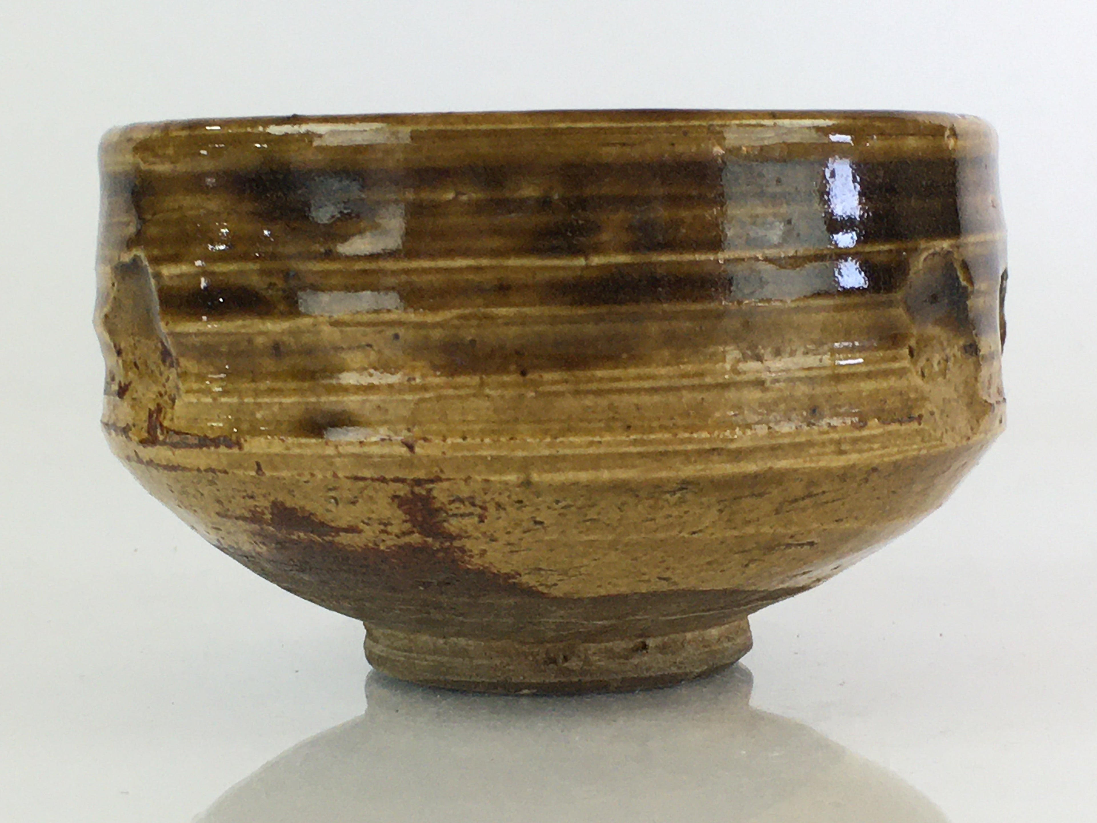 Japanese Ceramic Tea Ceremony Green Tea Bowl Vtg Chawan Brown GTB945