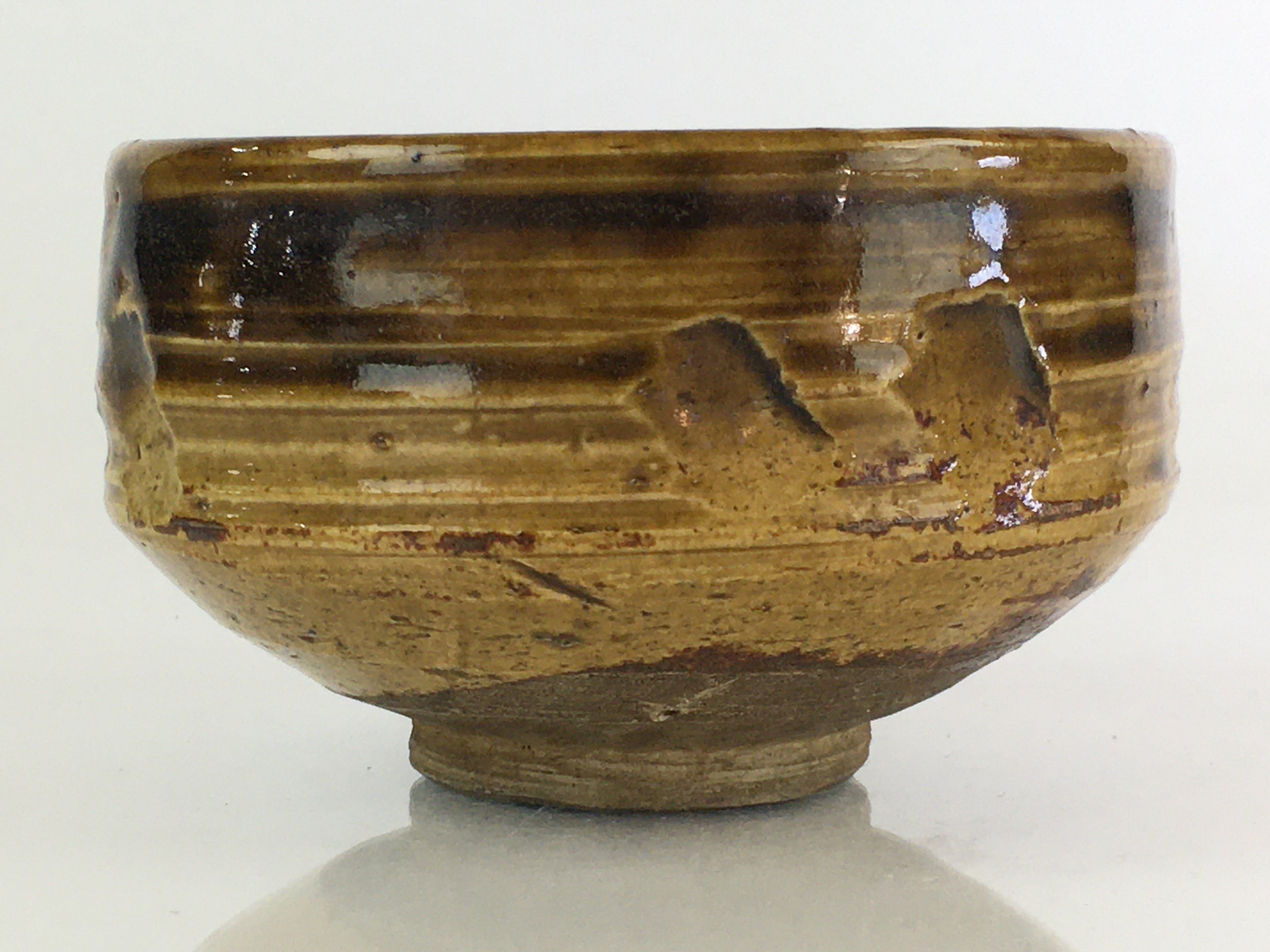 Japanese Ceramic Tea Ceremony Green Tea Bowl Vtg Chawan Brown GTB945
