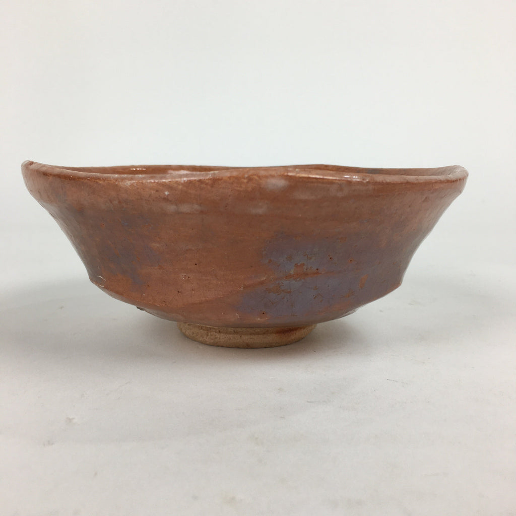 Japanese Ceramic Tea Ceremony Green Tea Bowl Vtg Chawan Brown PP855