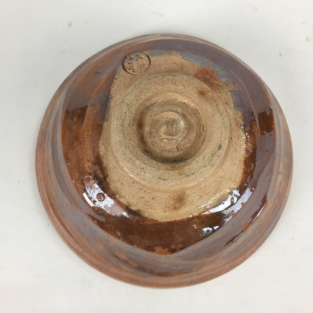 Japanese Ceramic Tea Ceremony Green Tea Bowl Vtg Chawan Brown PP855