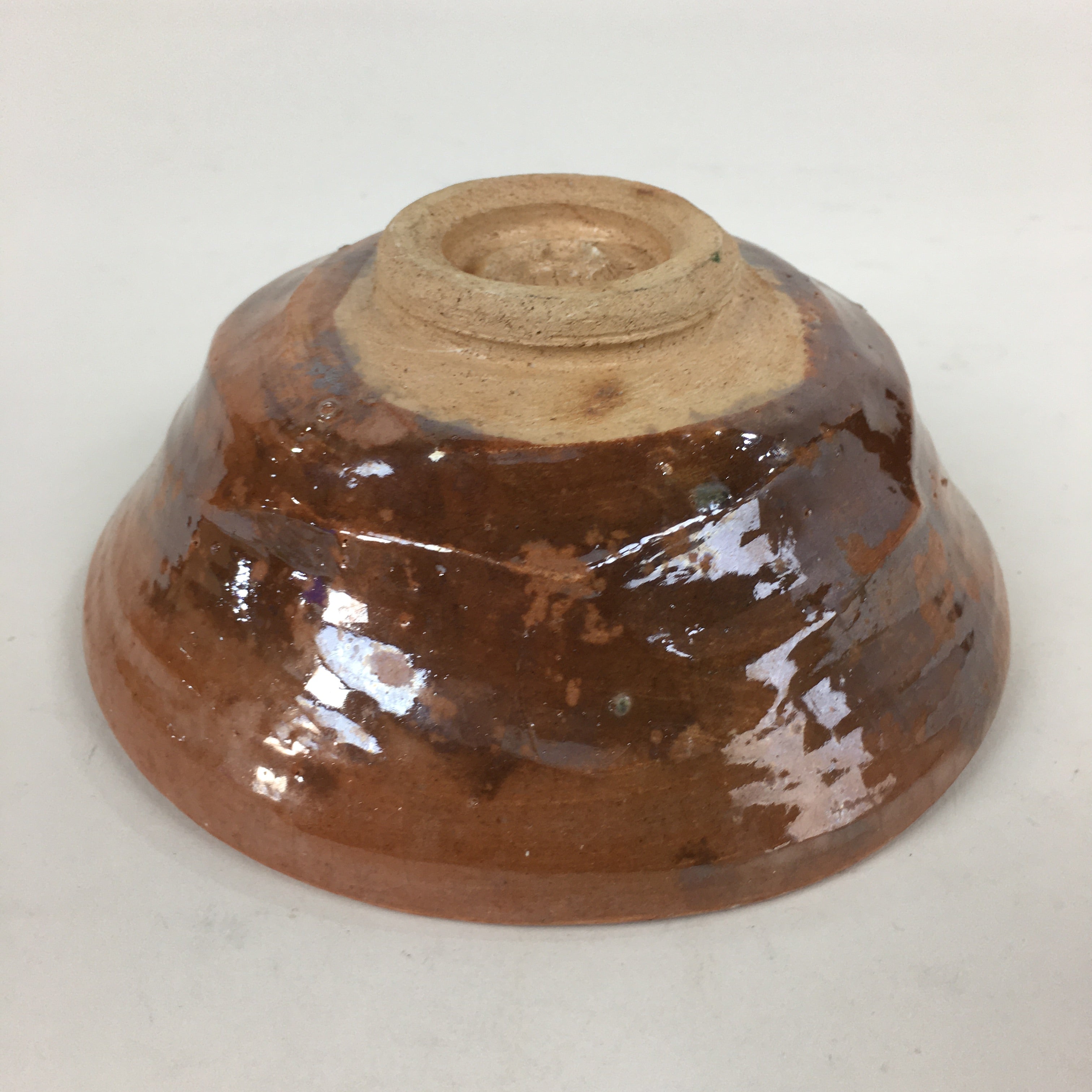 Japanese Ceramic Tea Ceremony Green Tea Bowl Vtg Chawan Brown PP855