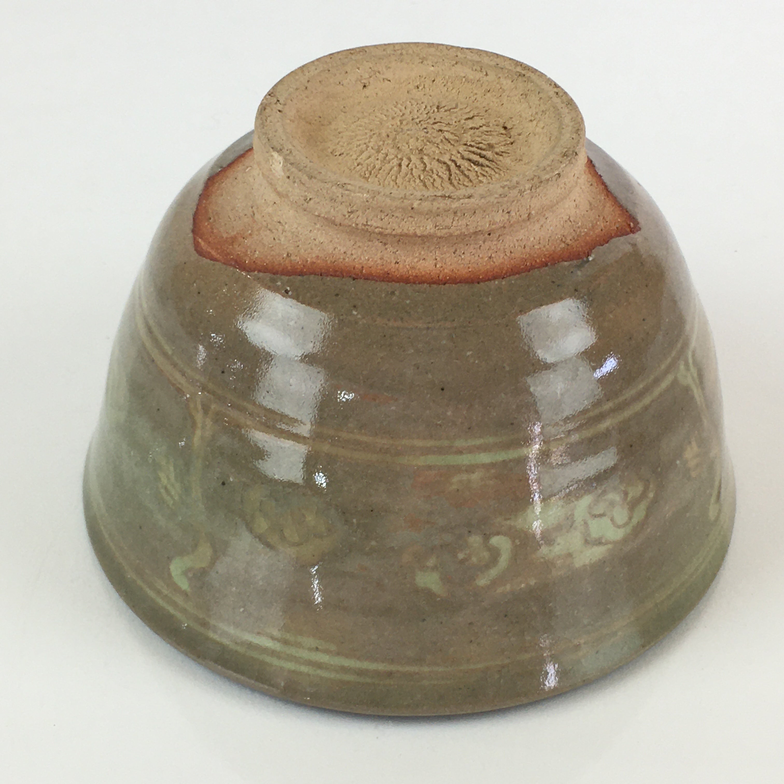Japanese Ceramic Tea Ceremony Green Tea Bowl Vtg Chawan Crane GTB943