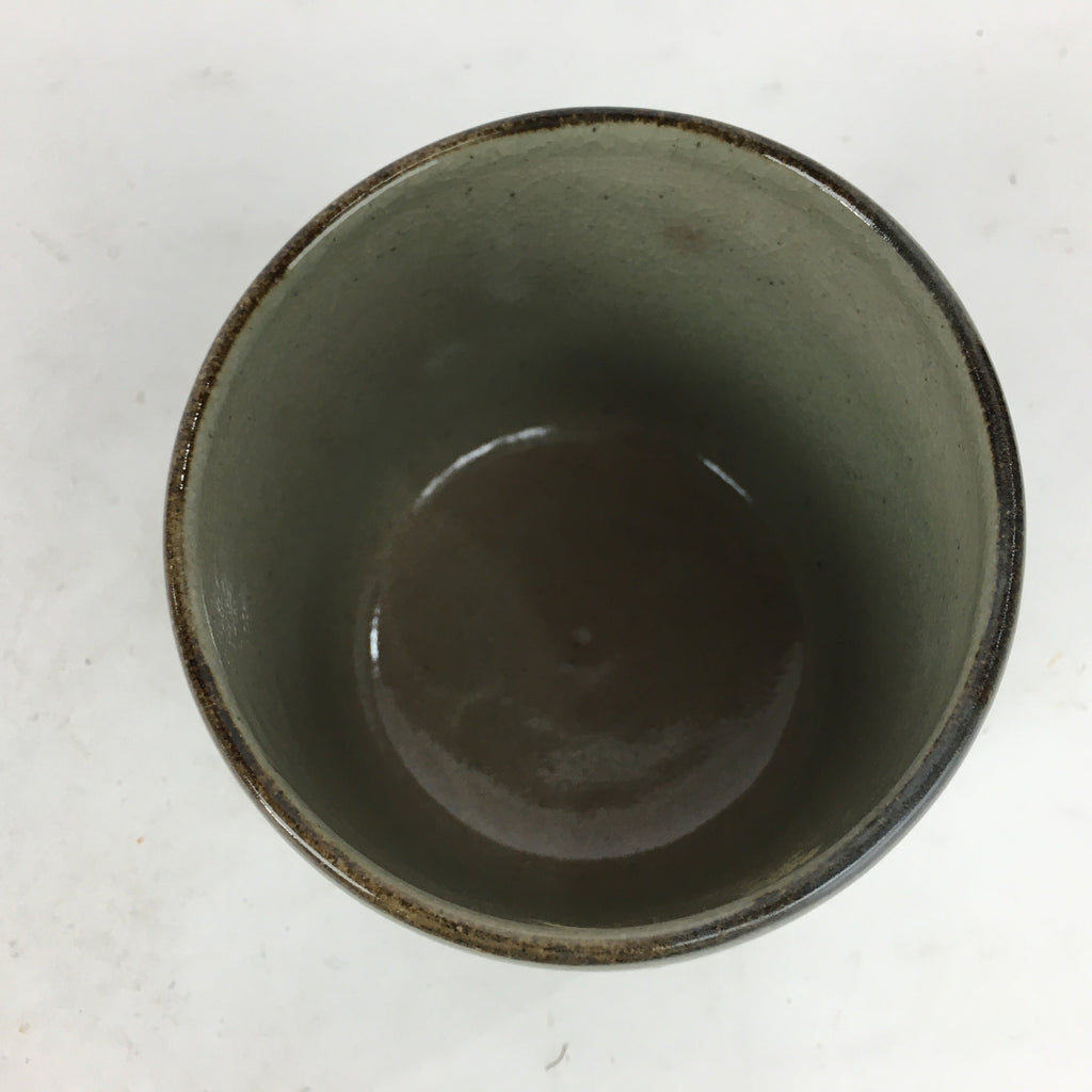 Japanese Ceramic Tea Ceremony Green Tea Bowl Vtg Chawan Cylinder GTB884