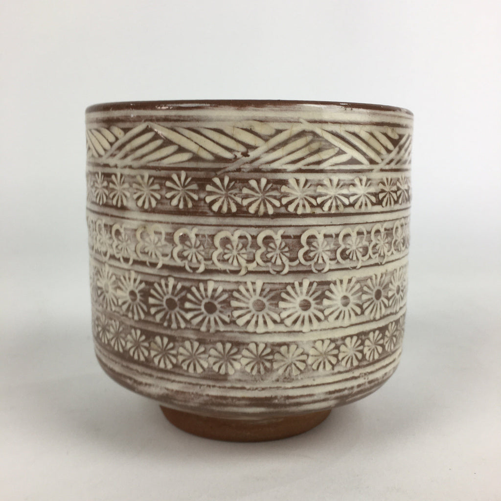 Japanese Ceramic Tea Ceremony Green Tea Bowl Vtg Chawan Cylinder GTB888