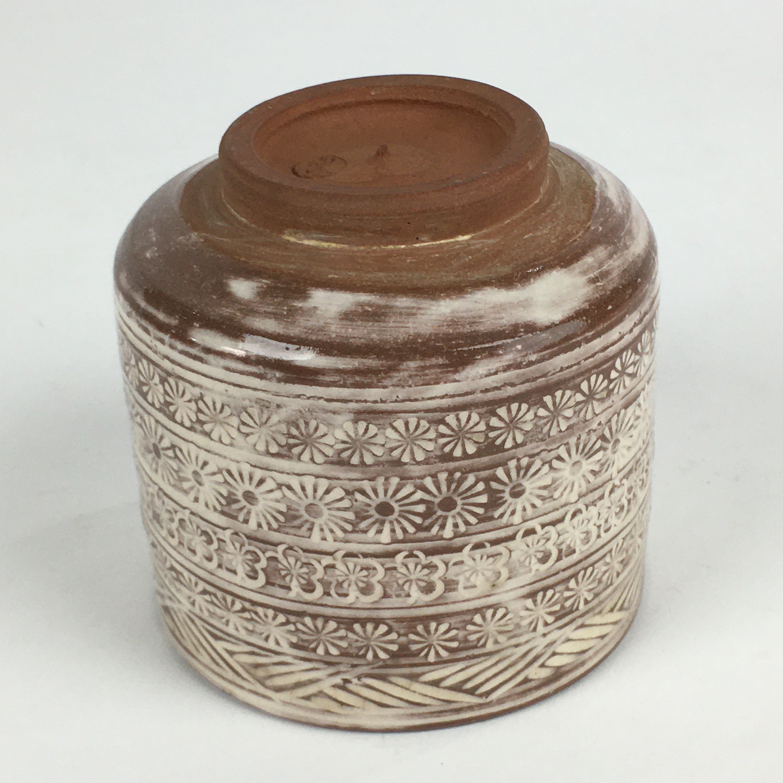 Japanese Ceramic Tea Ceremony Green Tea Bowl Vtg Chawan Cylinder GTB888
