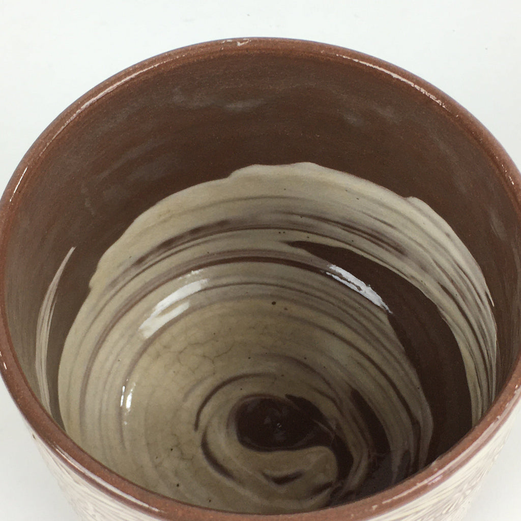 Japanese Ceramic Tea Ceremony Green Tea Bowl Vtg Chawan Cylinder GTB888