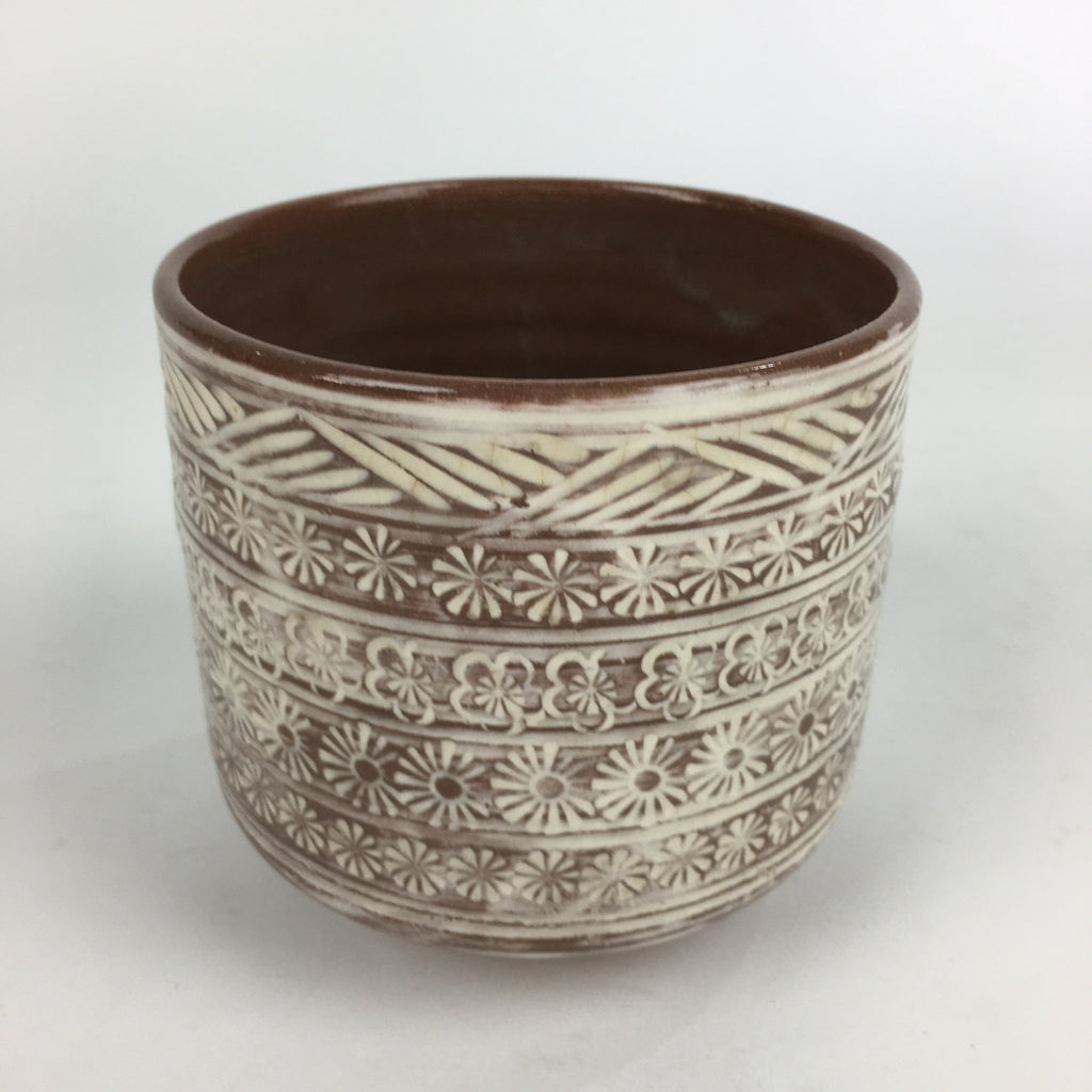 Japanese Ceramic Tea Ceremony Green Tea Bowl Vtg Chawan Cylinder GTB888