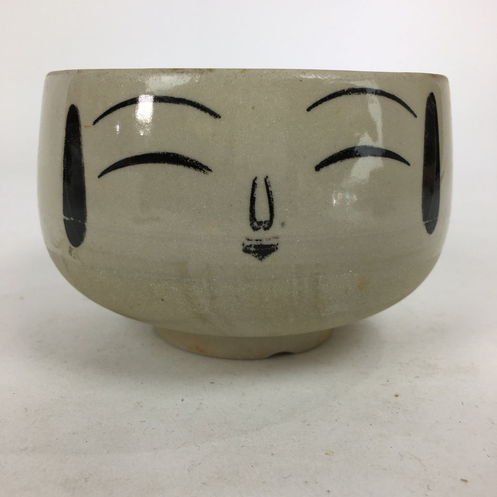 Japanese Ceramic Tea Ceremony Green Tea Bowl Vtg Chawan Face GTB868