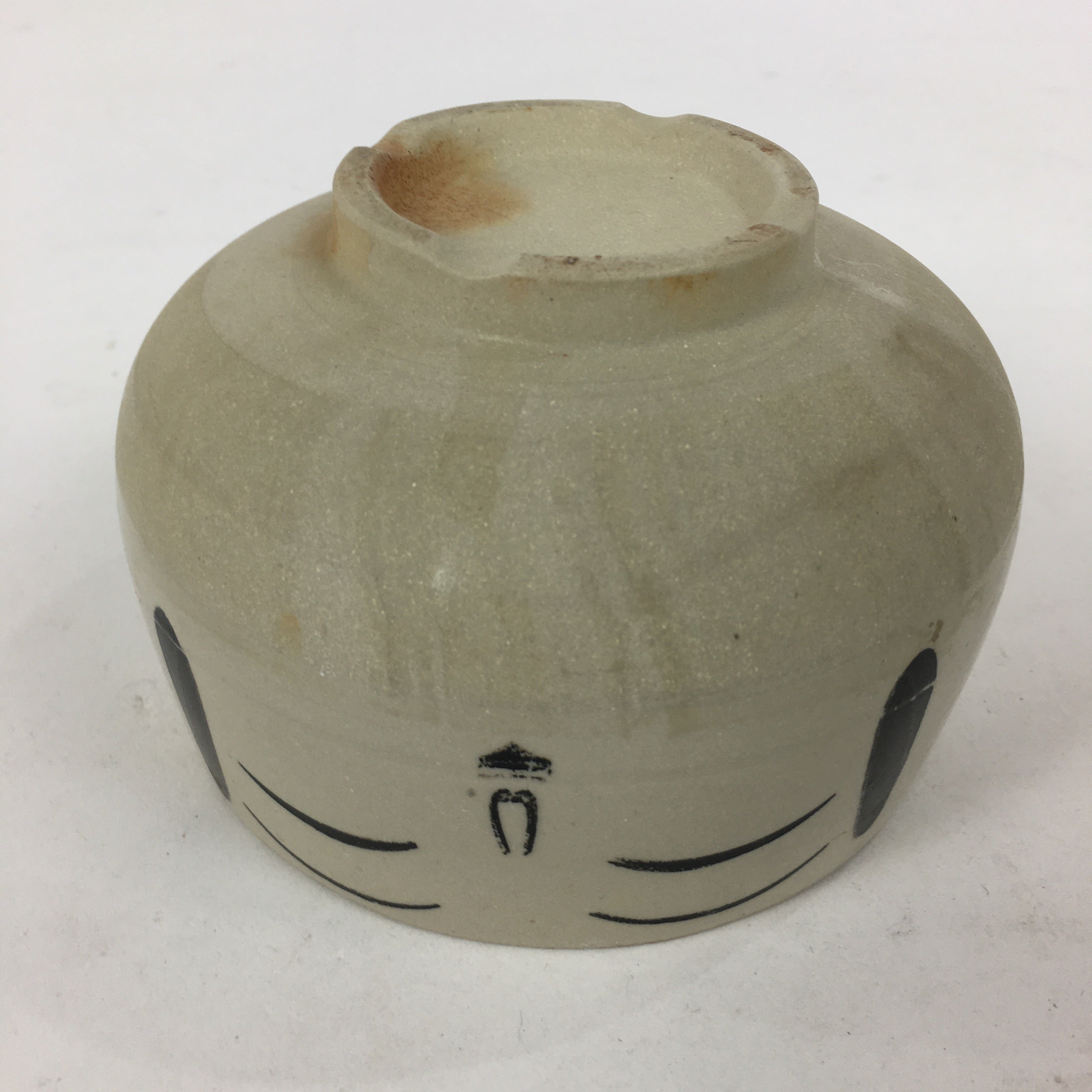 Japanese Ceramic Tea Ceremony Green Tea Bowl Vtg Chawan Face GTB868