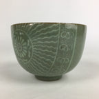 Japanese Ceramic Tea Ceremony Green Tea Bowl Vtg Chawan Flower GTB917