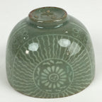 Japanese Ceramic Tea Ceremony Green Tea Bowl Vtg Chawan Flower GTB917