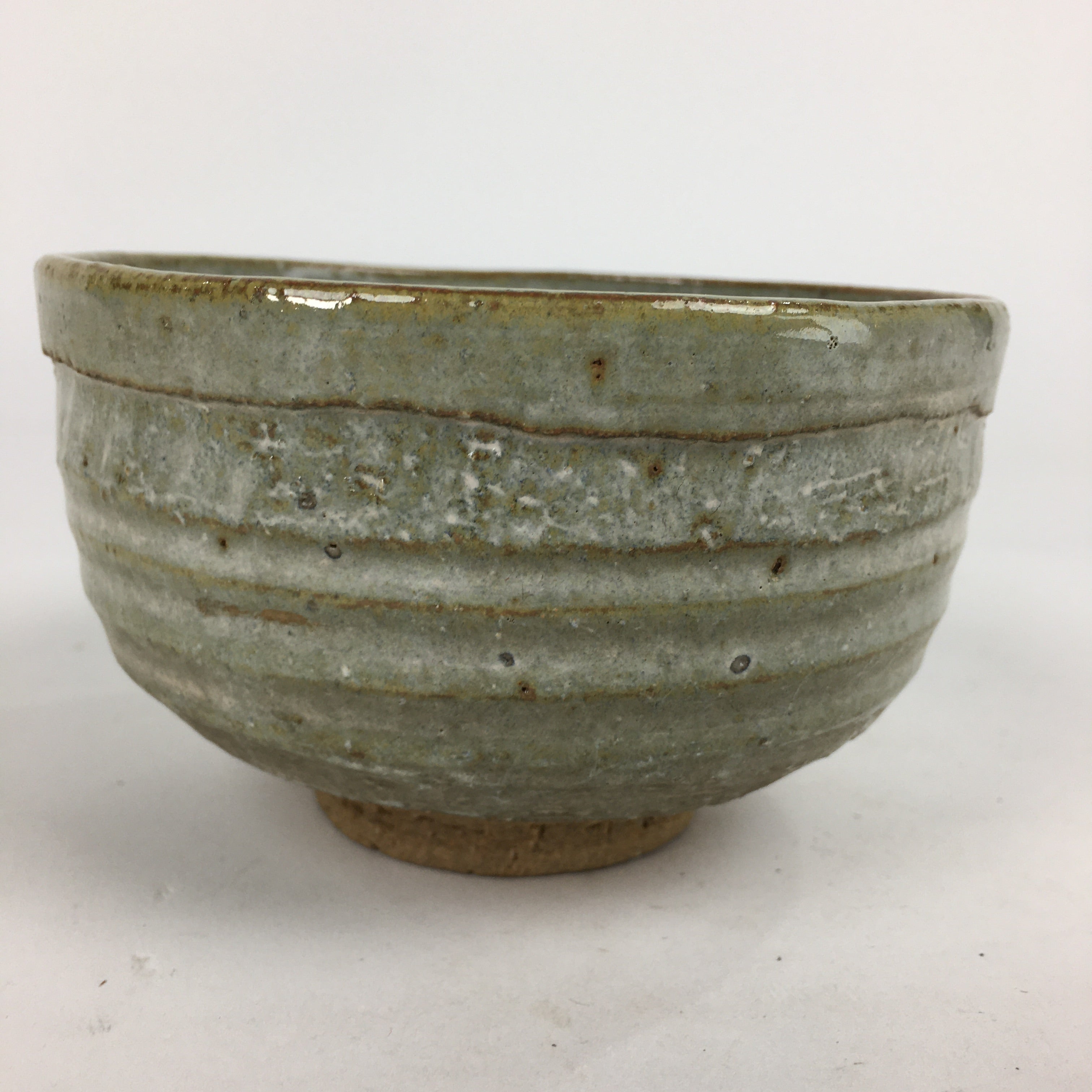 Japanese Ceramic Tea Ceremony Green Tea Bowl Vtg Chawan Gray GTB846