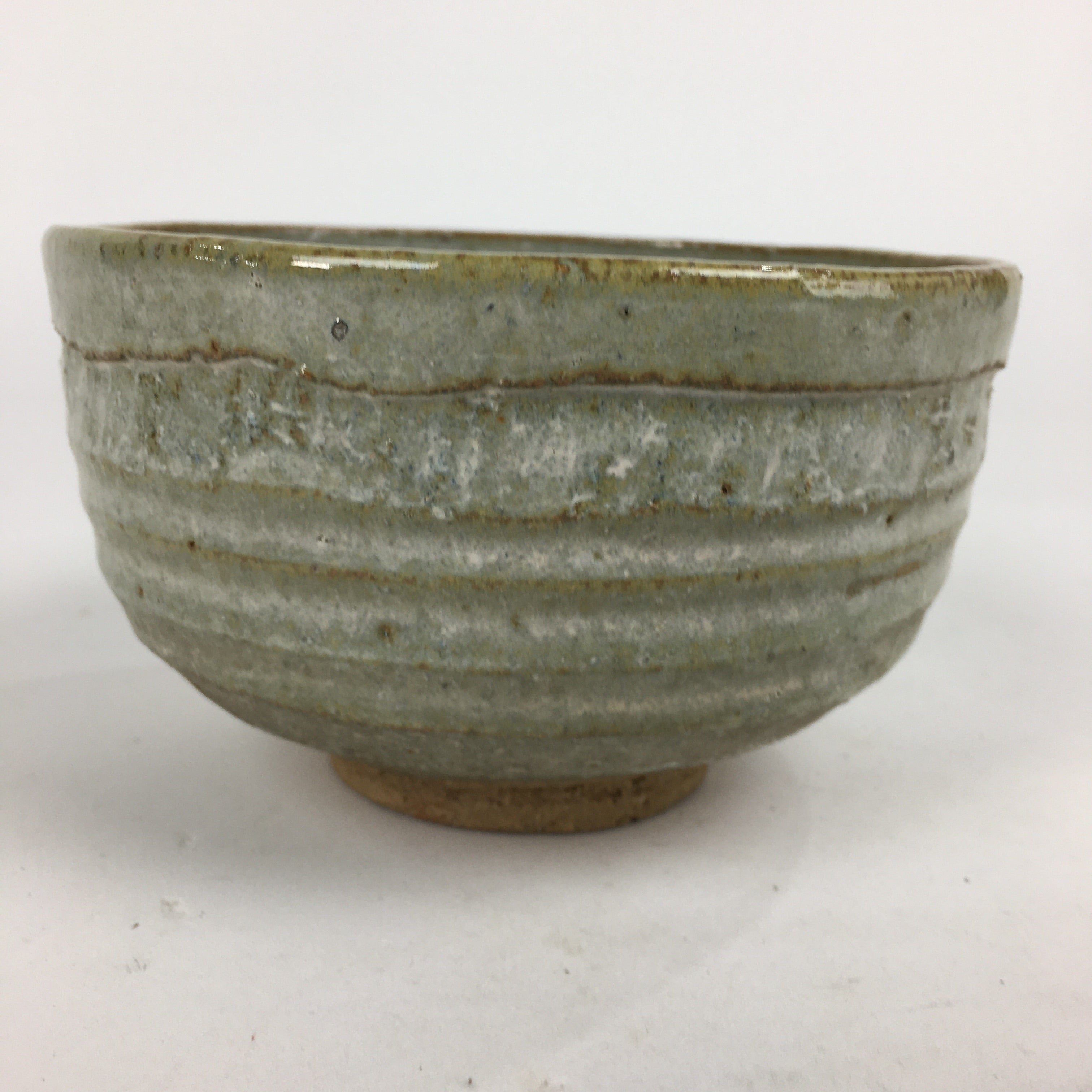 Japanese Ceramic Tea Ceremony Green Tea Bowl Vtg Chawan Gray GTB846