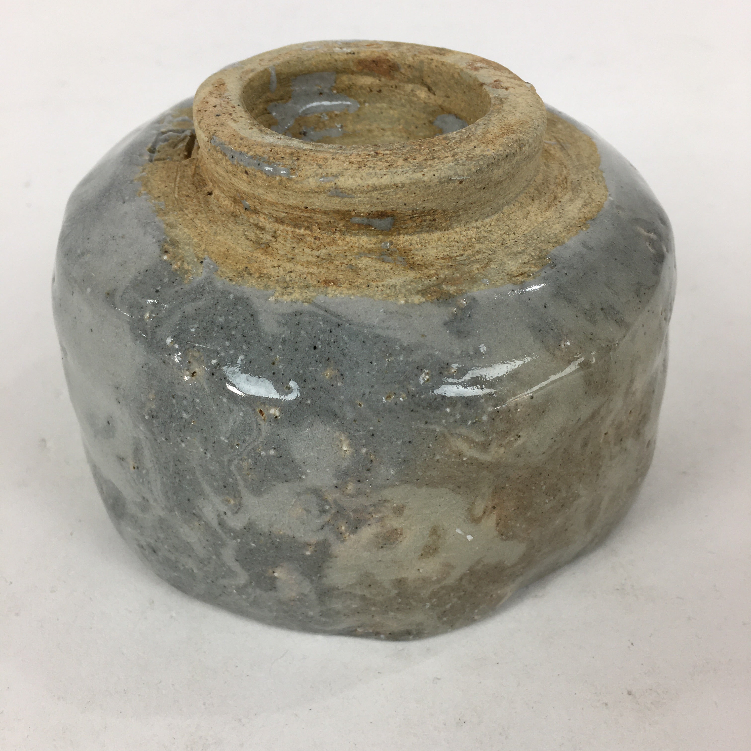 Japanese Ceramic Tea Ceremony Green Tea Bowl Vtg Chawan Gray GTB865