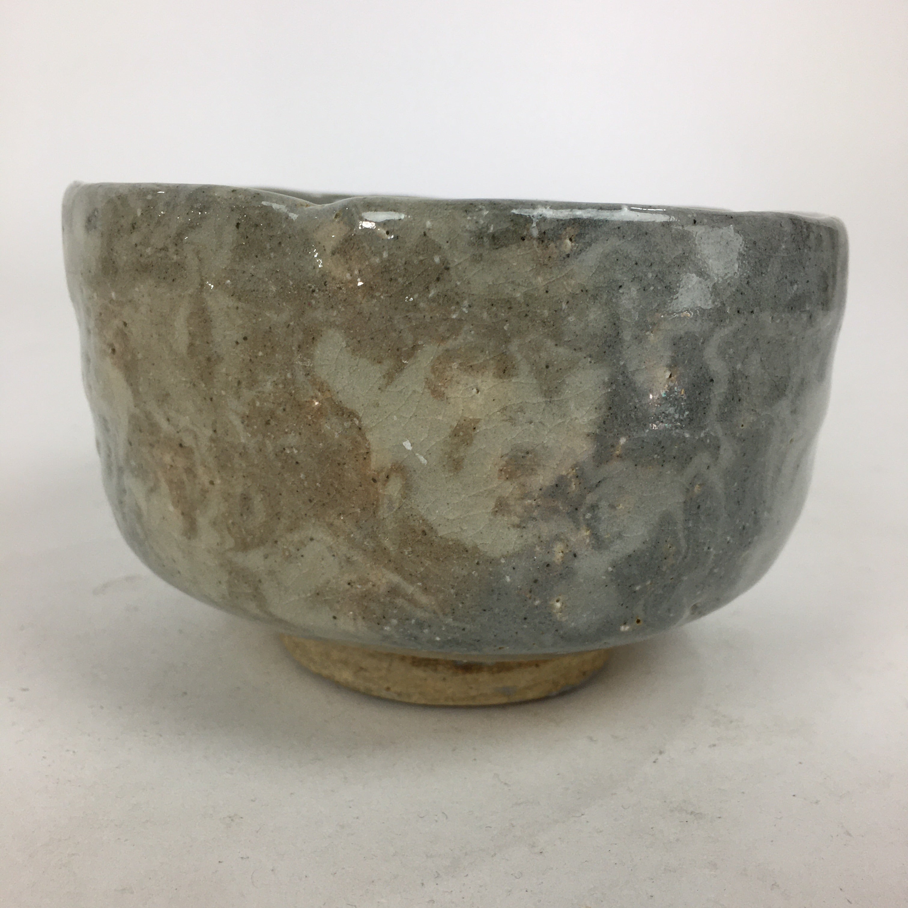 Japanese Ceramic Tea Ceremony Green Tea Bowl Vtg Chawan Gray GTB865